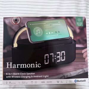 Harmonic 6-in-1 Alarm Clock Speaker with Wireless Charging & Ambient Light